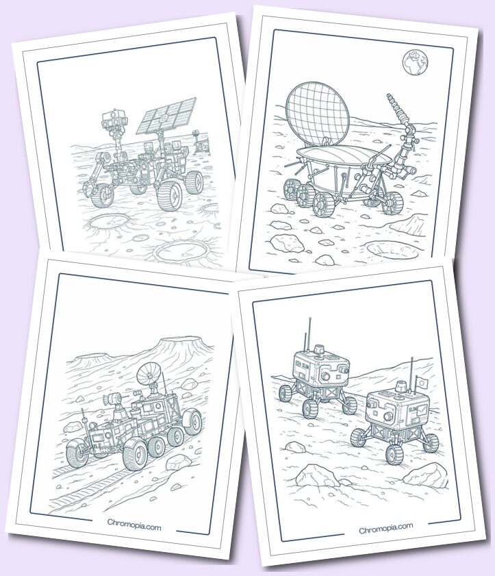 Moon Rovers coloring pages (Successful Lunar Surface Mobility Vehicles)