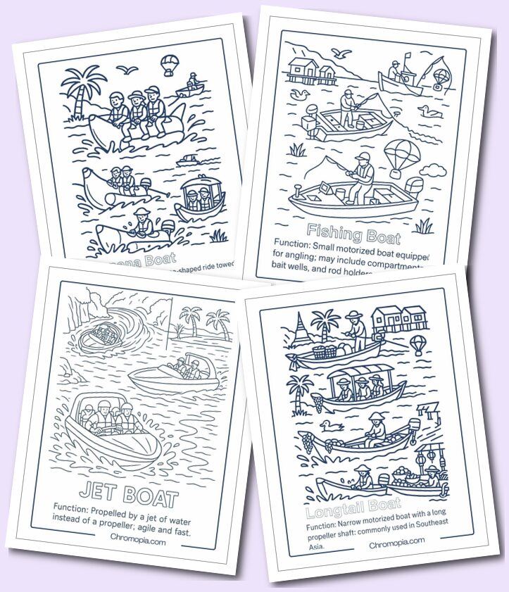 Motor-Powered Boats coloring pages