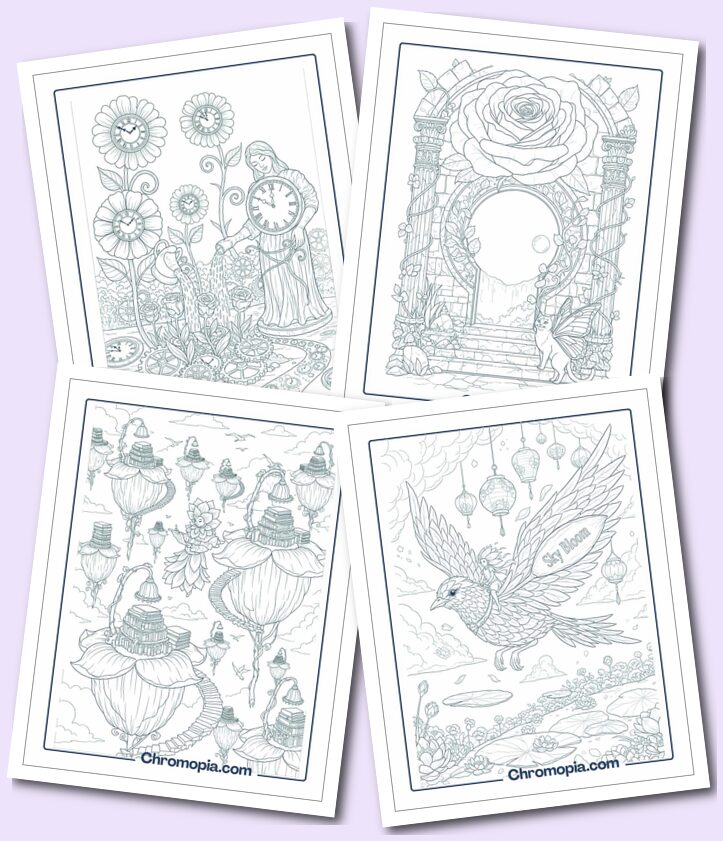 Multi-Art Conceptual Flower Coloring Pages For All Ages