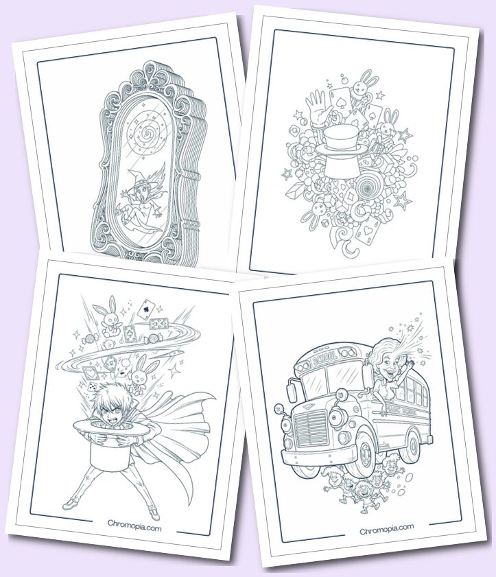 Multi-Art Cute, Funny, Cartoon Magic Coloring Pages for Kids and Teens