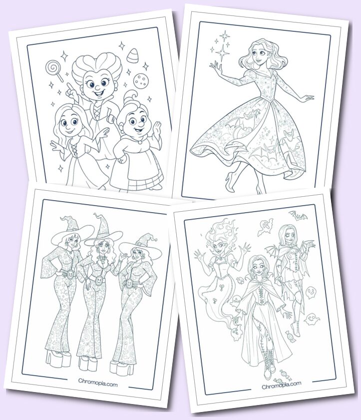Multi Art Styles Hocus Pocus Coloring Pages for Adults