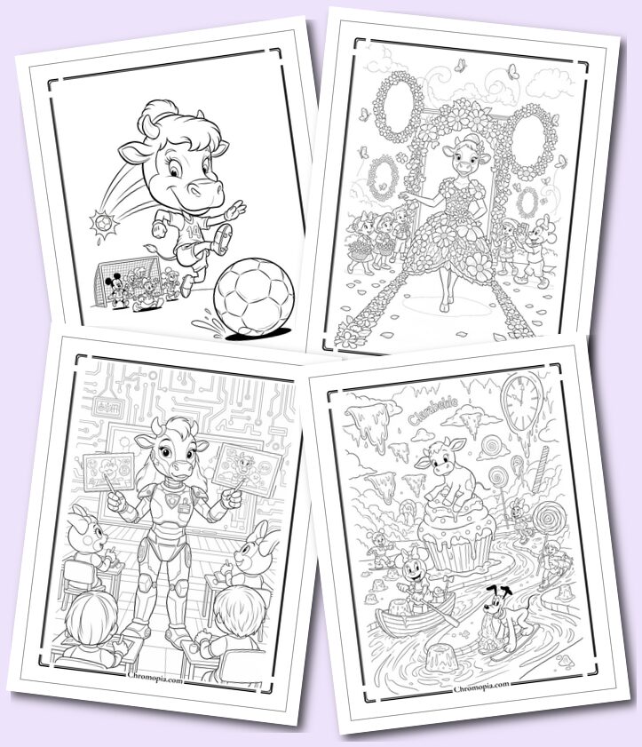 Multi-Art Themed Disney Clarabelle Cow Coloring Pages