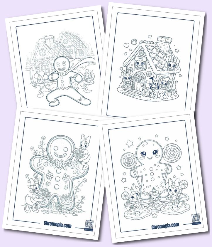 Multi-Conceptual & Multi-Art Themed Gingerbread House and Gingerbread Man Coloring Pages