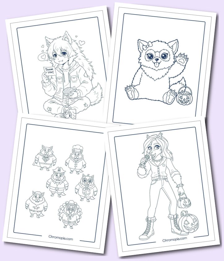 Multi-Themed Werewolf Coloring Pages