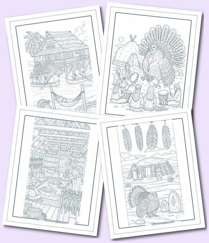 Native American Homes and Dwellings Coloring Pages for Adults