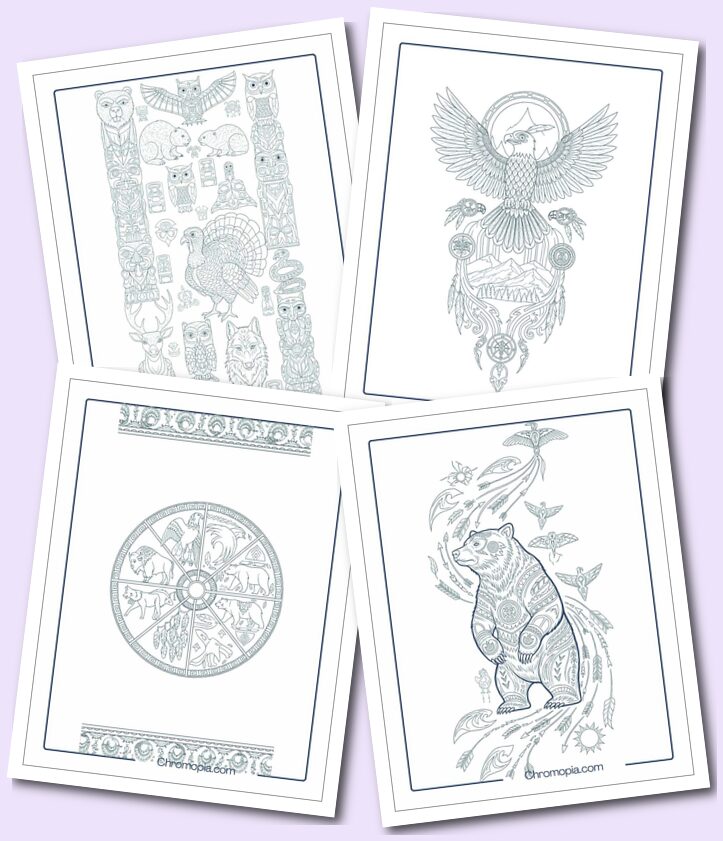 Native American Symbols & Patterns Coloring Pages