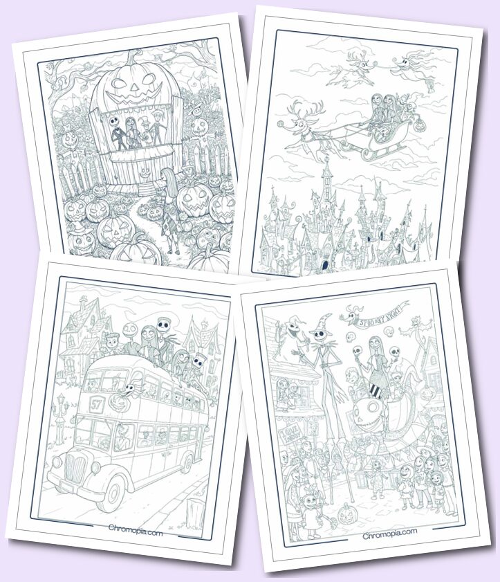 Nightmare Before Christmas Halloween Coloring Pages for Adults
