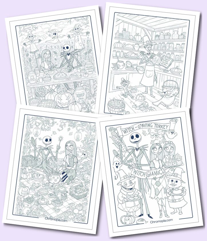 Nightmare Before Christmas Thanksgiving Coloring Pages for Adults