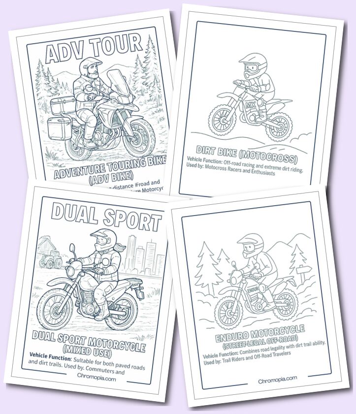 Off-Road & Adventure Motorcycles – Motorcycle Coloring Pages