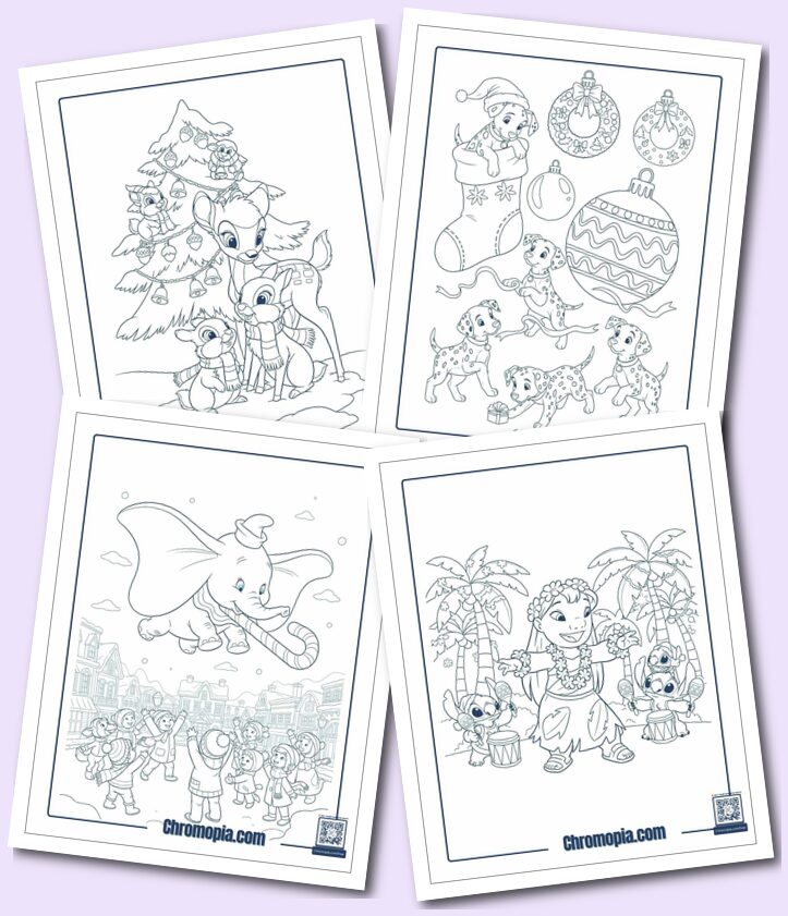 Other Disney Animal Characters in Holiday Versions Coloring Pages