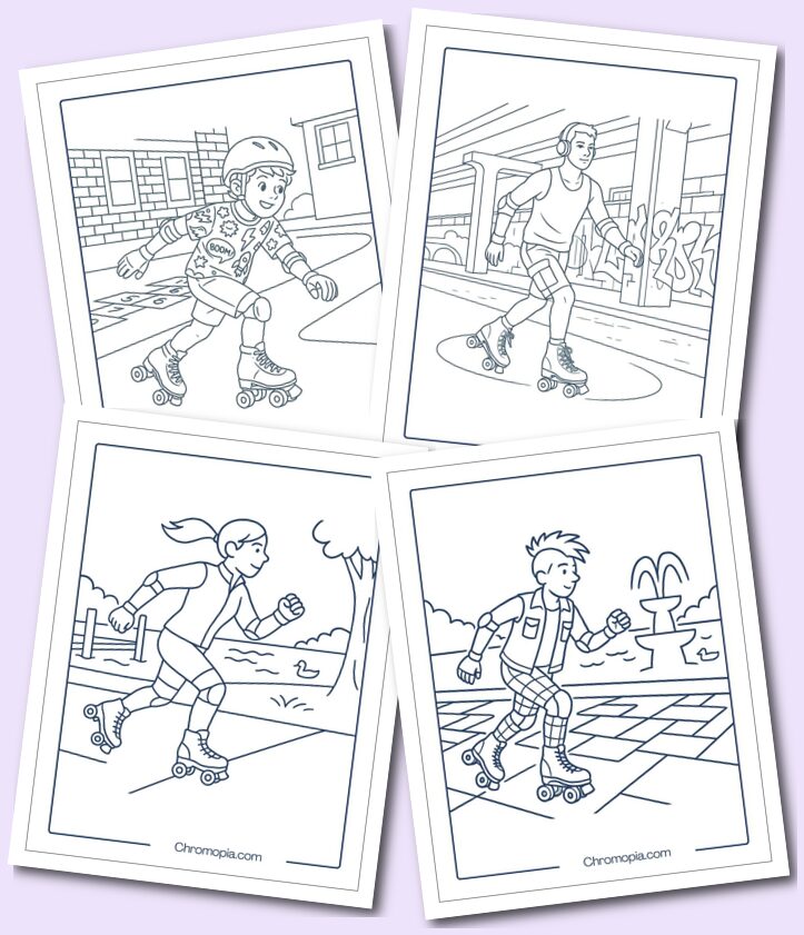 Outdoor Quad Skates – roller skates coloring pages