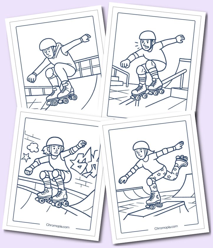 Park Quad Skates (Aggressive Quads) – Roller Skates Coloring Pages