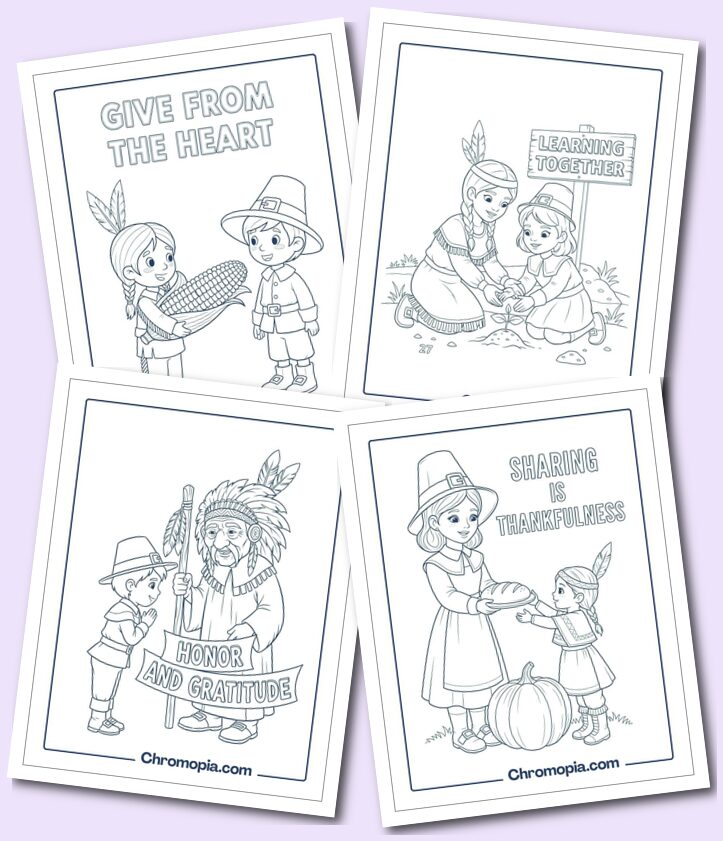 Pilgrims & Native Americans Coloring Pages