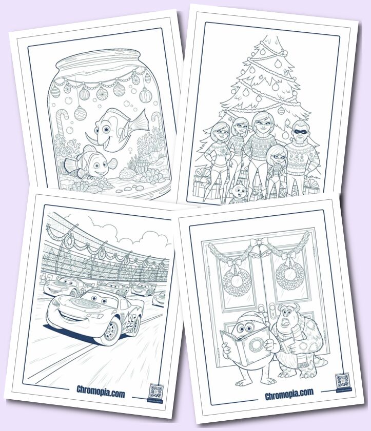 Pixar and Other Characters Christmas Coloring Pages