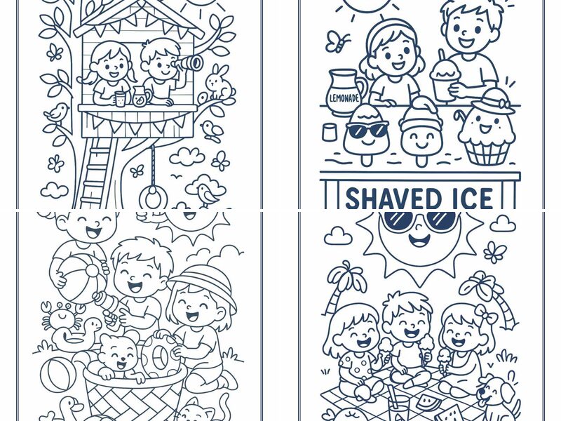 Playful Outdoor Summer Coloring Pages for Kids