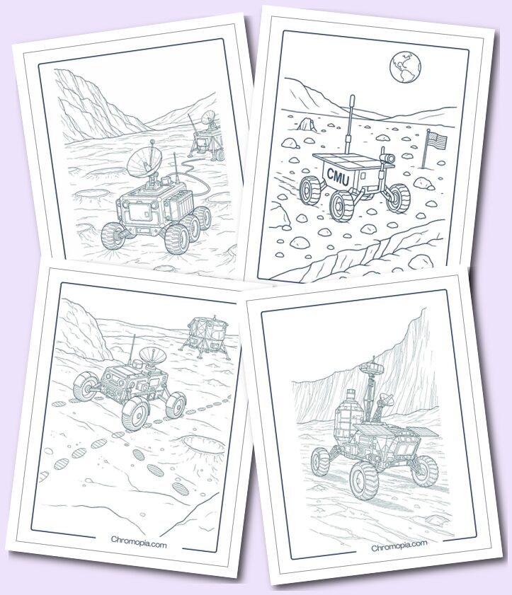 Private and University-Led LunarMartian Rovers coloring pages (Prototypes & Contenders)