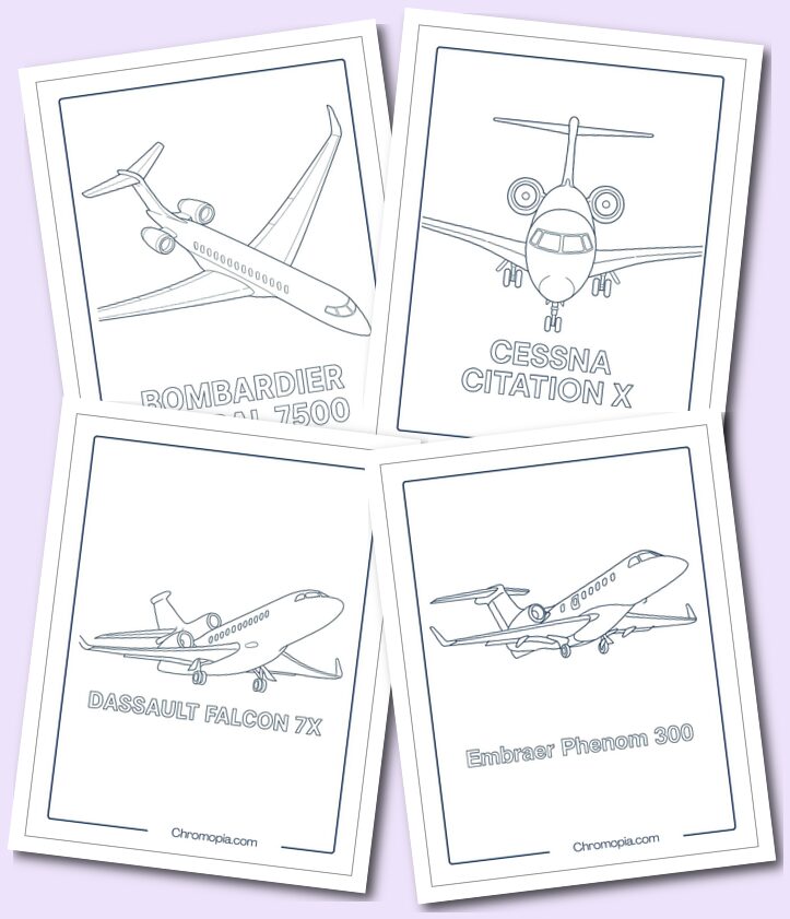 Private Business Jets Coloring Pages