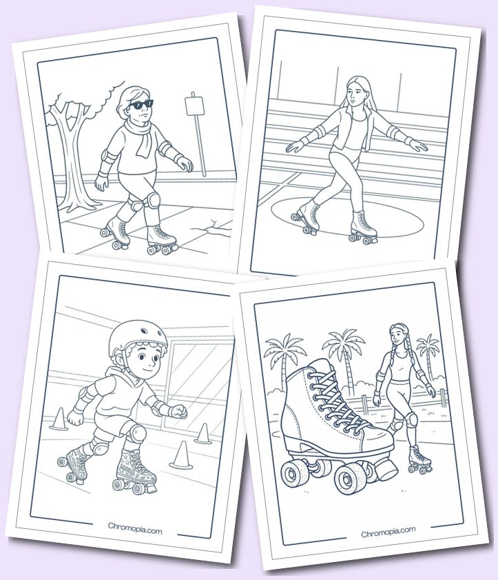 Quad Roller Skates (2x2 Wheel Setup) - roller skates coloring pages