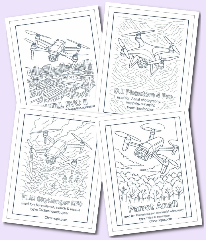 Quadcopter Multirotor Drones Coloring Pages
