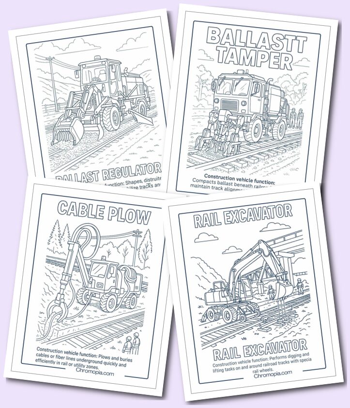 Rail Construction & Maintenance Construction Vehicle Coloring Pages