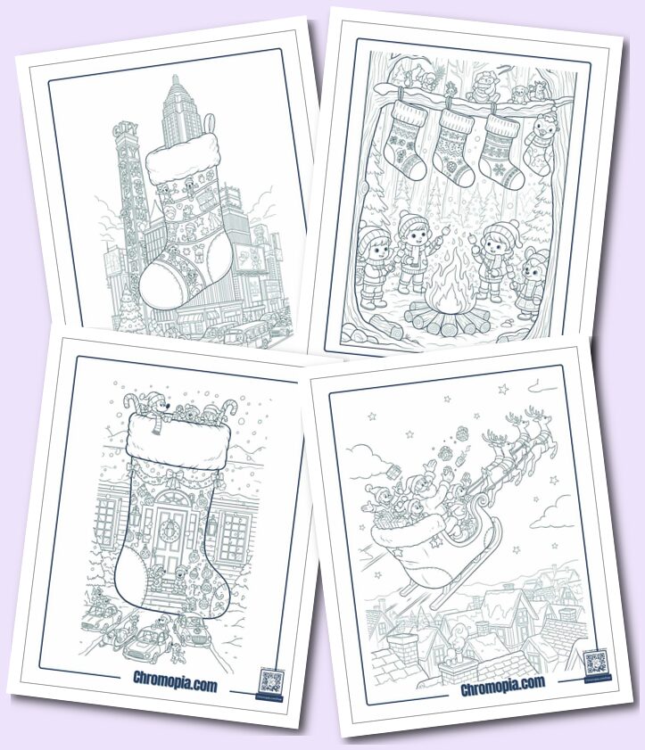 Real-Life Christmas Stocking Coloring Pages for Adults