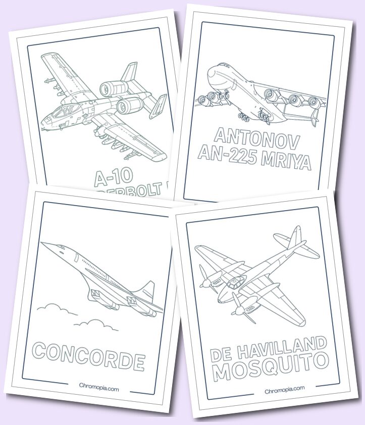 Realistic detailed Fixed-Wing Aircraft Conventional Planes coloring pages