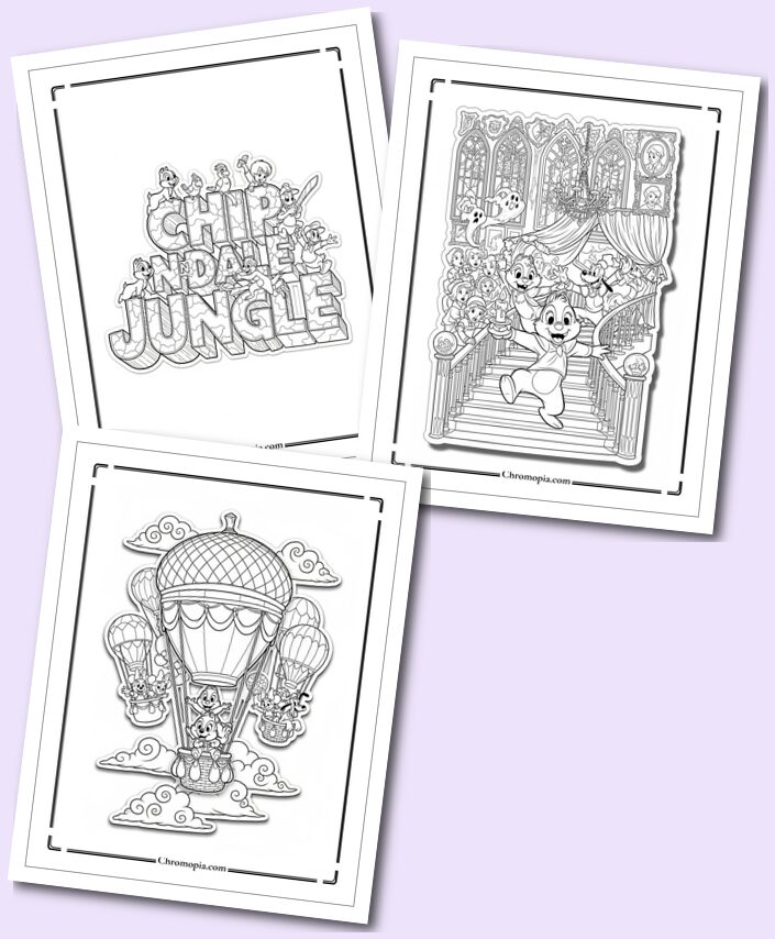 Realistic Disney Chip and Dale Coloring Pages for Adults