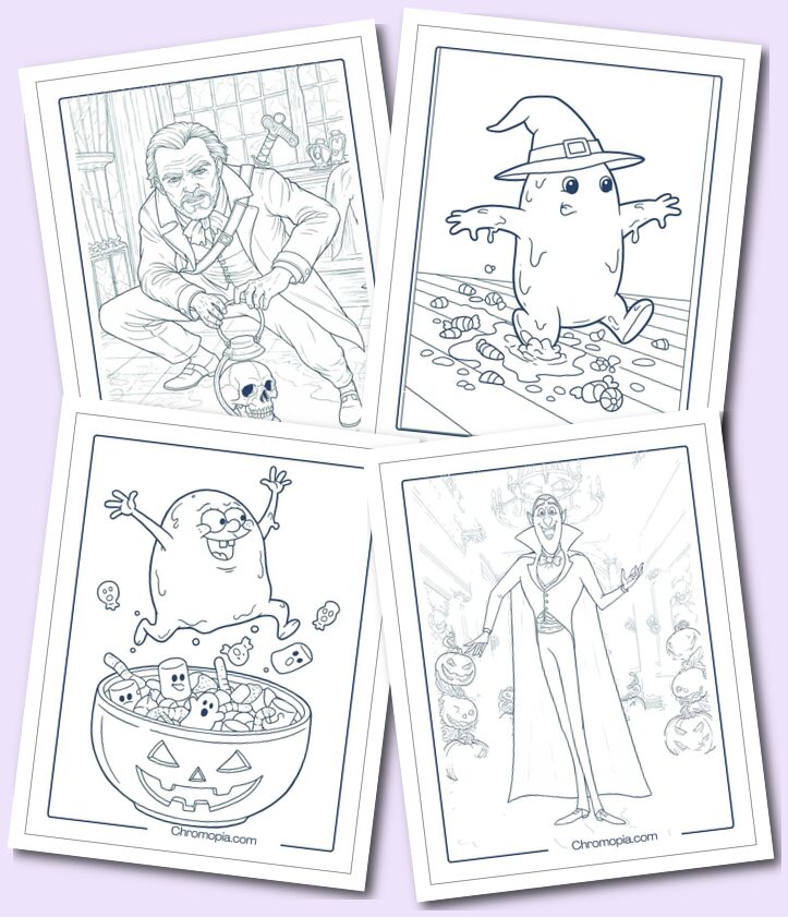 Realistic Hotel Transylvania Halloween Coloring Pages for adults