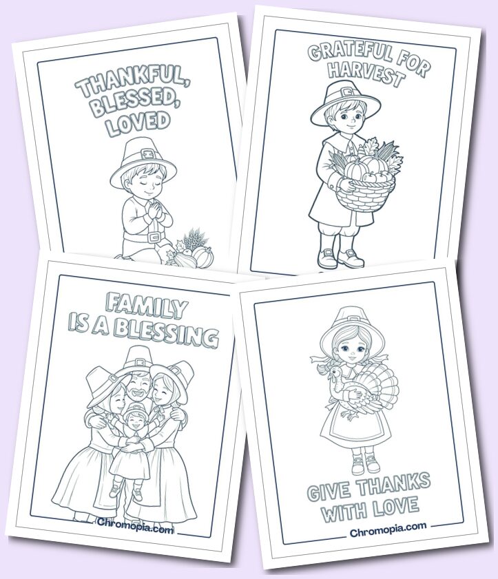 Realistic simple Pilgrim Coloring Pages for Kids