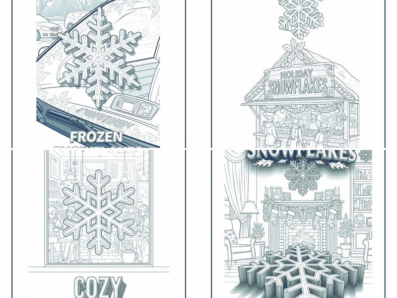 Realistic Snowflakes Coloring Pages for Adults