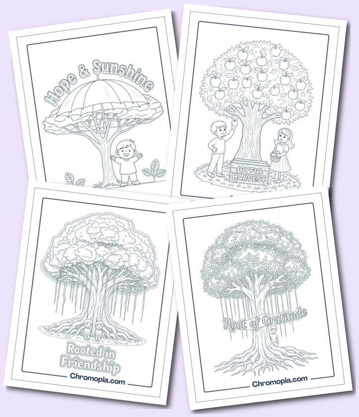Realistic Tree Coloring Pages for Kids