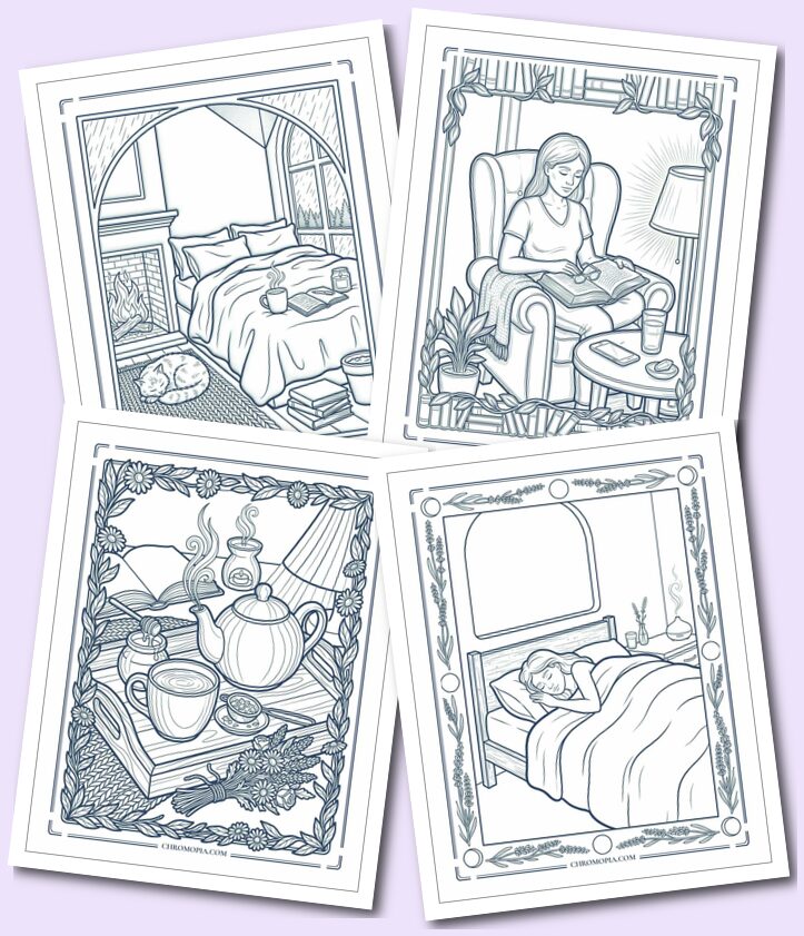 Relaxing Rest Self Care and Sleep National Wellness Month Coloring Pages