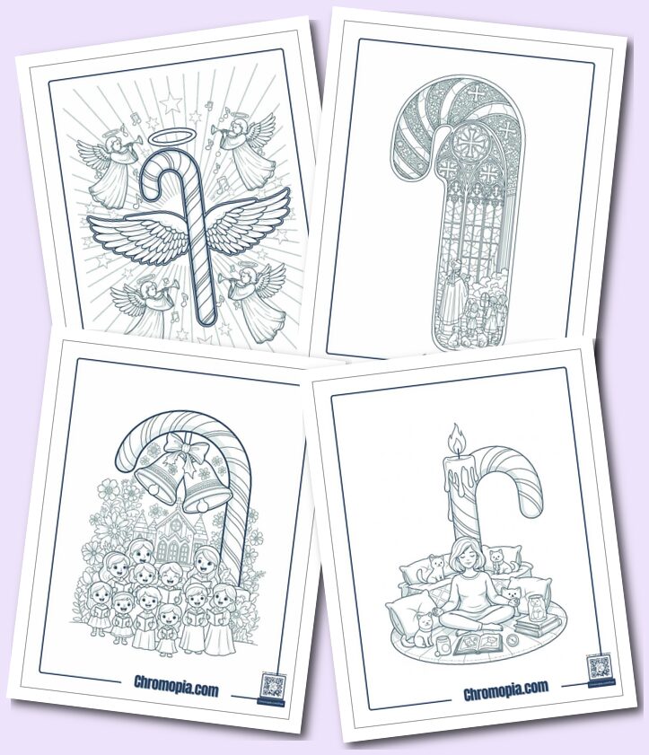 Religious and Mindful Candy Cane Coloring Pages