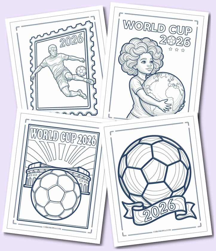 Retro Soccer World Cup 2026 Coloring Pages