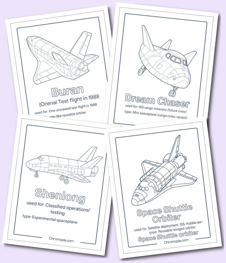 Reusable Spaceplanes Shuttle-like Spaceships coloring pages