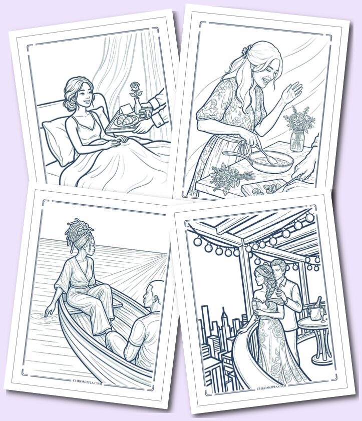 Romantic National Girlfriend Day Coloring Pages For Couples