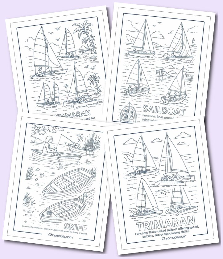 Sailing Boats Wind-Powered Vessels Boat coloring pages