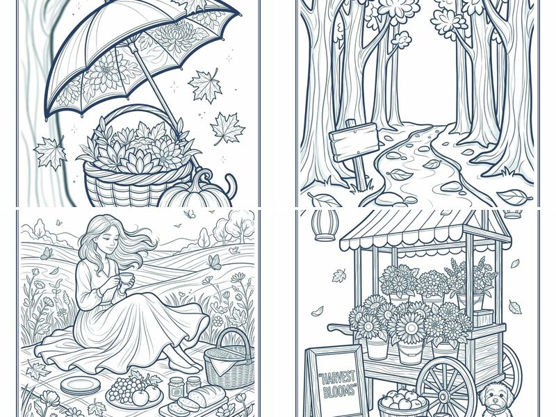 Scenic Autumn Outdoors Coloring Pages