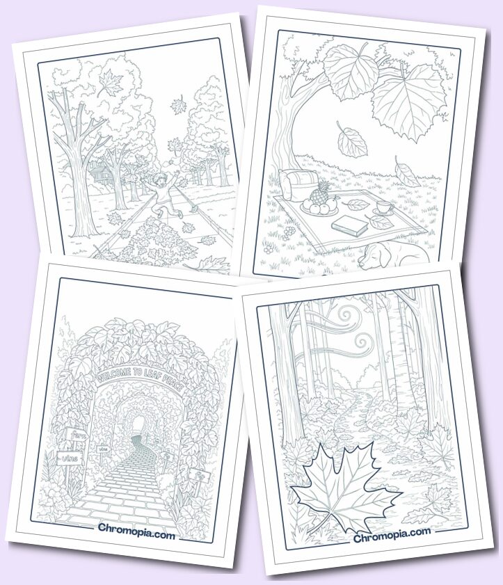 Scenic Nature & Landscape Leaves Coloring Pages