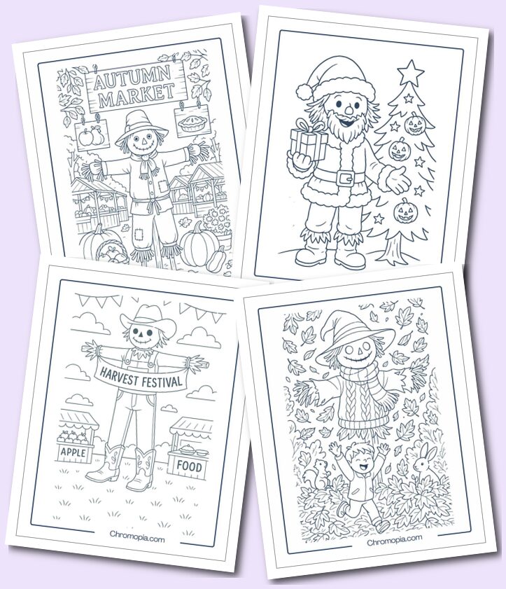 Season and holiday themed Scarecrow Coloring Pages