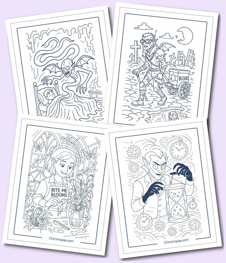 Seasonal, Career, Dreamscape & Post-Apocalyptic Vampire Coloring Pages