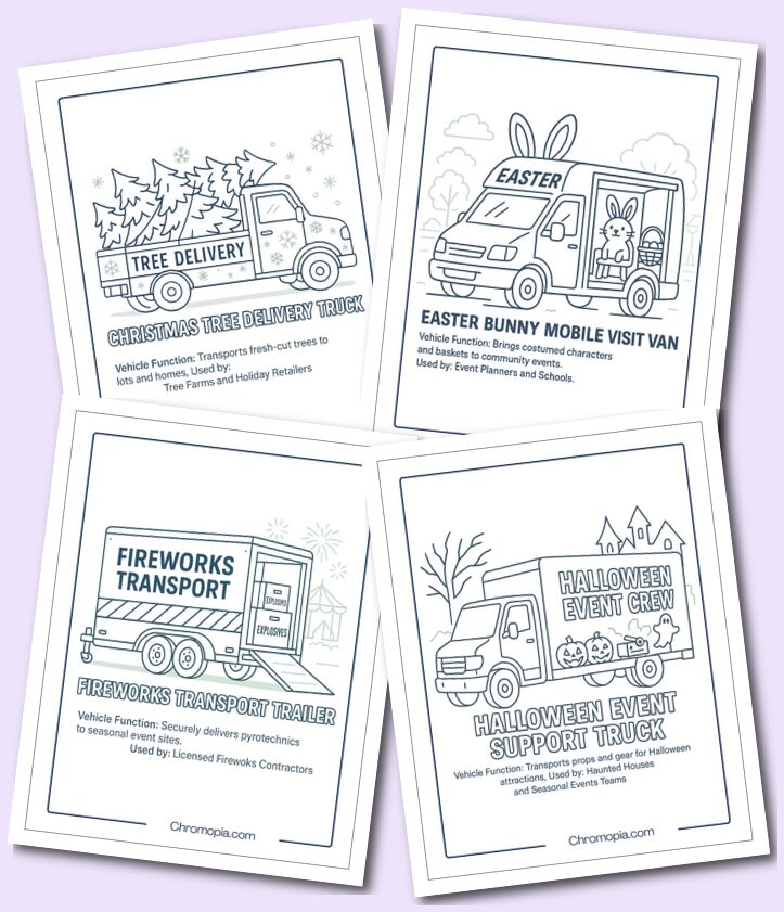Seasonal & Holiday Transport – Transportation Vehicles Coloring Pages