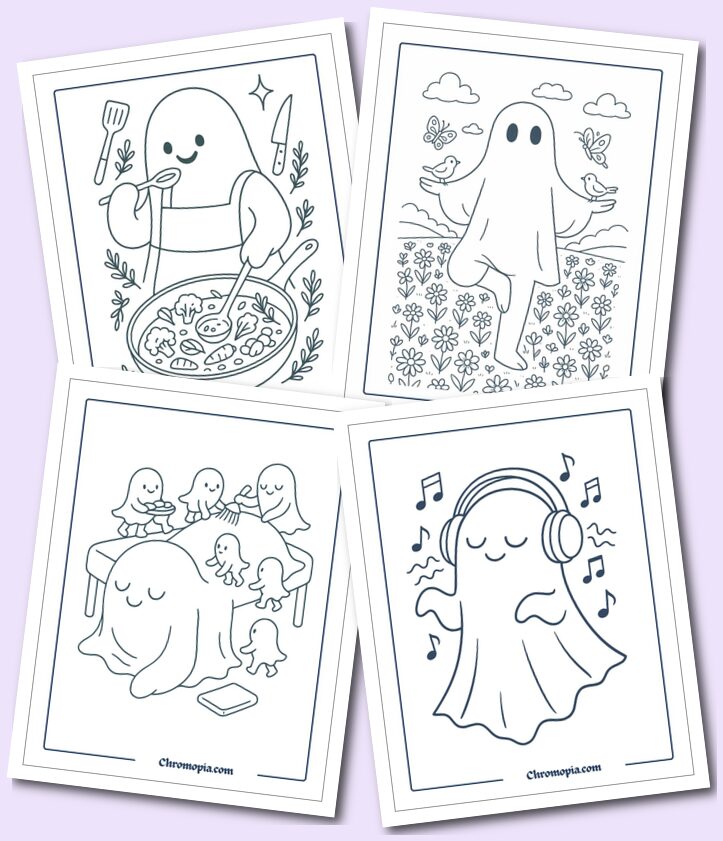 Self care Ghost coloring pages