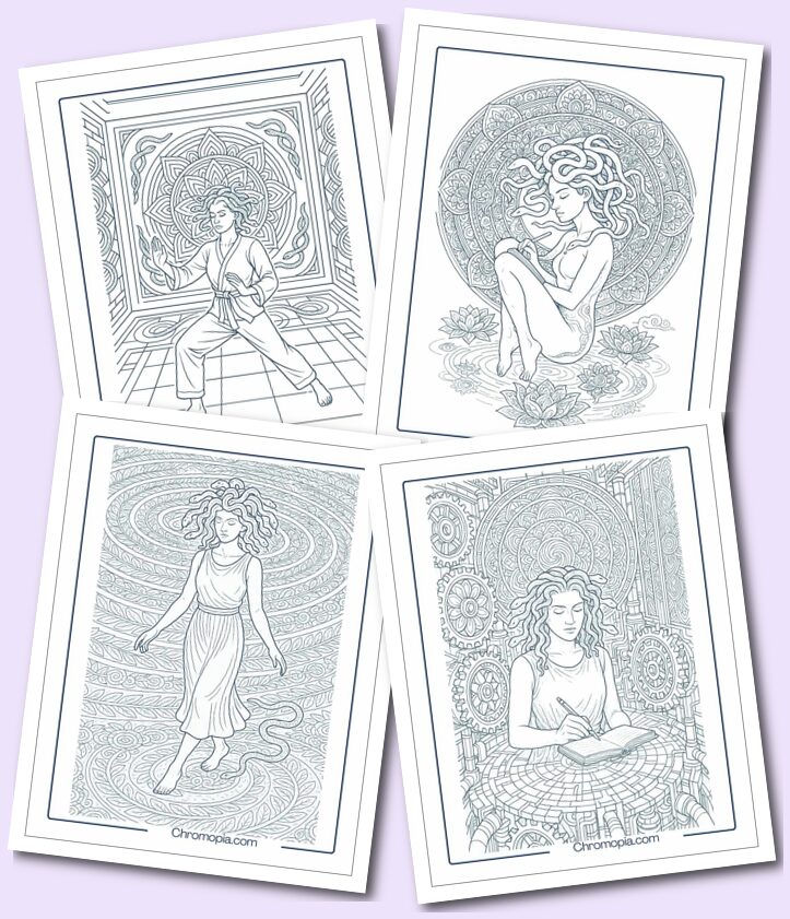 Self-care Mindful Medusa Coloring Pages.