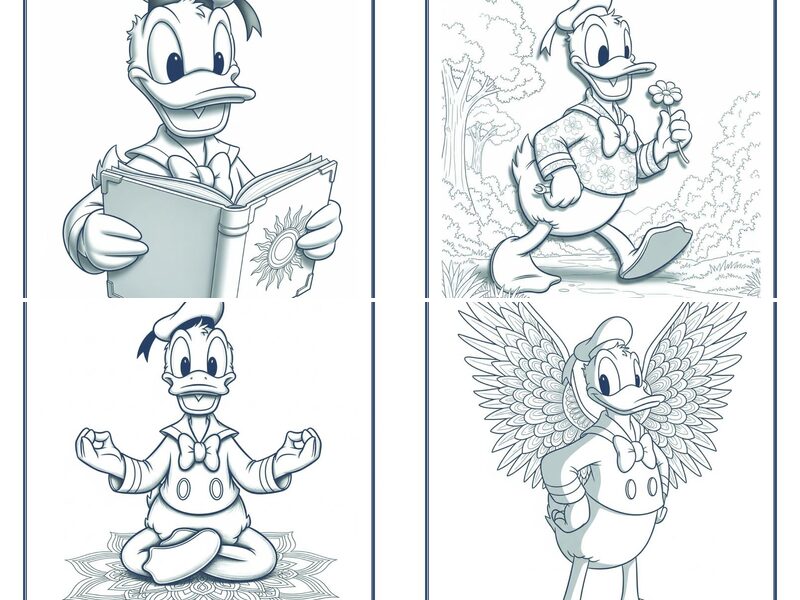 Self-Care, Mindful & Therapeutic Mandala Donald Duck Coloring Pages