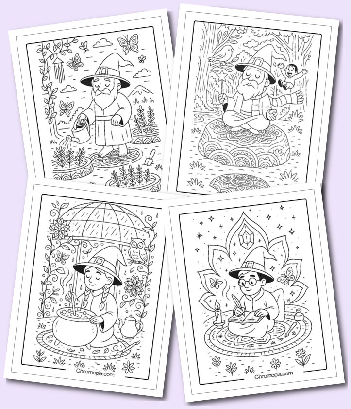 Self-Care, Mindfulness, and Mandala Art Wizard Coloring Pages