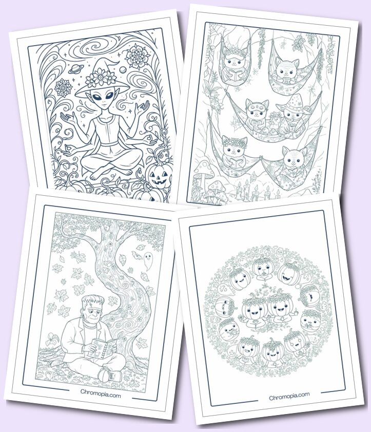 Self-Care & Mindfulness Halloween Coloring Pages