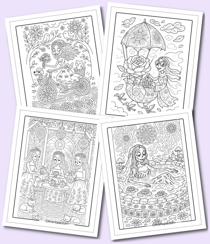 Self-Care, Mindfulness Mandala Art Corpse Bride Coloring Pages