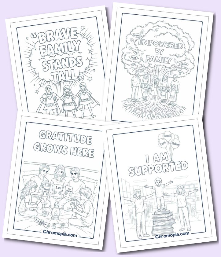 Self-Love, Affirmations & Empowerment Family Coloring Pages