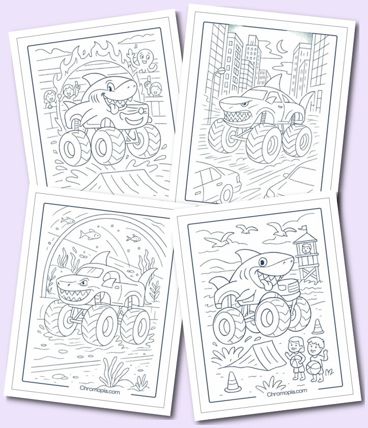 Shark Monster Truck Coloring Pages